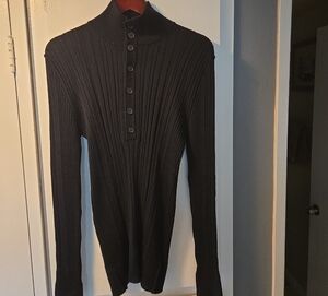 Dolce & Gabbana Black Ribbed Zip-Up Mock Neck Sweater